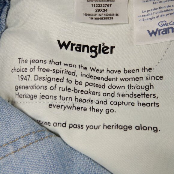 Wrangler Wanderer Flare JEANS Size 29 x 34 Blue Meow Laser Tiger Print NEW - Picture 8 of 16